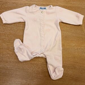 Jacadi Light Pink Hearts Footie Sleeper